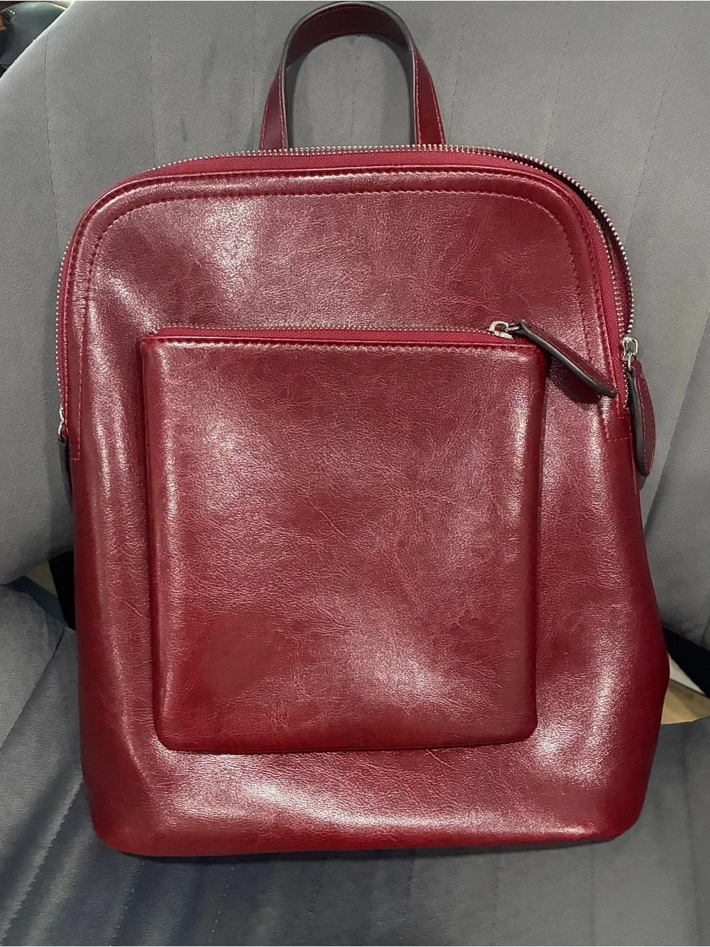 HESHE Burgundy Leather Backpack